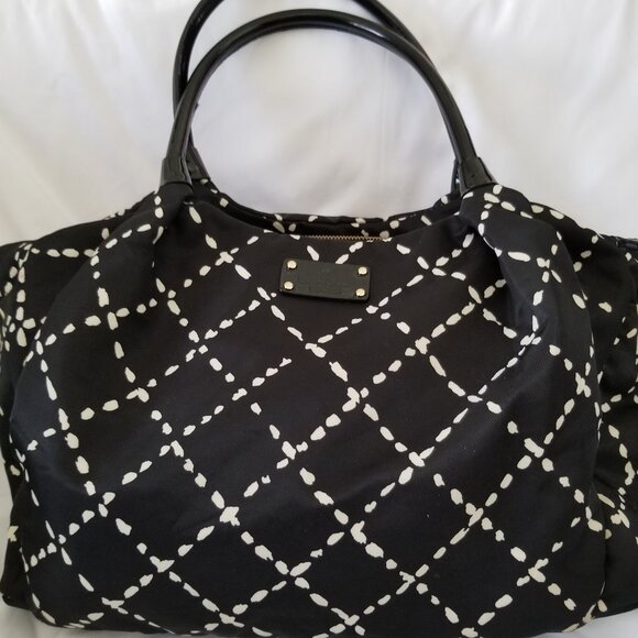 Kate Spade Sew Be It Stevie Black & White Nylon Shoulder or Diaper Baby Bag - Picture 1 of 16
